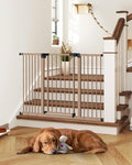 keny 29"-47.3" Extra Wide Baby Gate for Stairs, Auto Close Safety Dog Gate | Pressure Mounted No Drilling Pet Gate for Doorways, Easy Walk Through Stair Gate for Kids Todder, 30" Tall, Brown