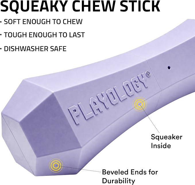 Playology Dog Toys | Squeaky Chew Stick for Large Dogs | Lamb Scented Jumbo Fetch Toy | Squeaky Dog Chew Toy