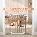 Baby Gate No Drilling, 29"-40" Dog Gate Indoor for Stairs & Doorways | Auto Close, Pressure Mounted Adjustable Pet Gate Indoor, Easy Walk Through Child Gate for Baby & Pet Stroller Friendly, Grey