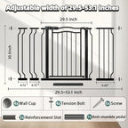 Baby Gate for Stairs 29.53"-53.1" Extra Wide, Pressure Mounted Dog Gate Indoor, Walk Thru Pet Gate for Dog Child,Pet Gates for The House Doorway Black