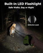 Retractable Dog Leash with Light, 16.4 ft Retractable Pet Leash with Anti-Slip Soft Grip, 360° Tangle-Free, One-Button Control, Reflective Leashes for Small Medium Dog Up to 66 lbs
