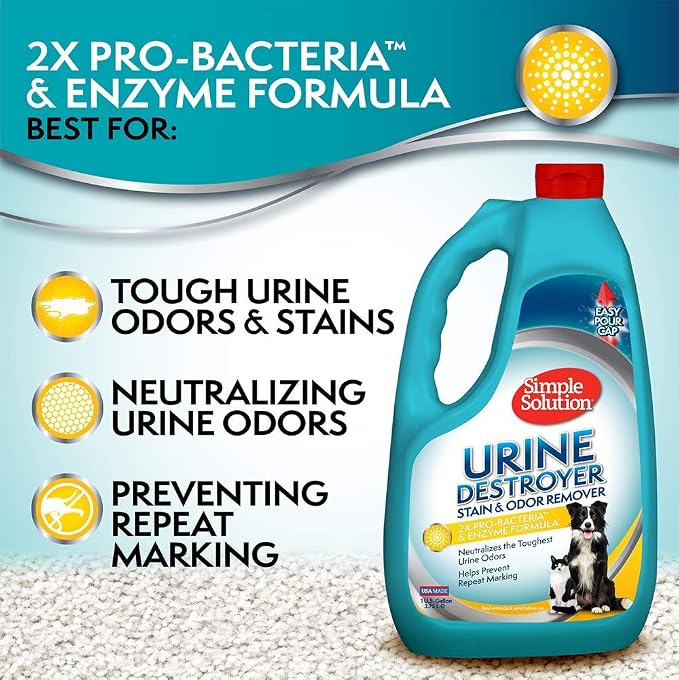 Simple Solution Urine Destroyer, Pet Urine Enzyme Cleaner, Gallon | Urine Odor Eliminator, Pet Stain Remover, Dog Urine Remover, Cat Urine Neutralizer, Carpet Cleaner, Spot Floor Cleaner