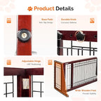 Bonnlo Free Standing Dog Gate, 37" - 68" Wide Pet Gate for Fireplace Stairs Doorways, Wooden Adjustable Pet Fence Indoor, Christmas Tree Gate (Cherry)