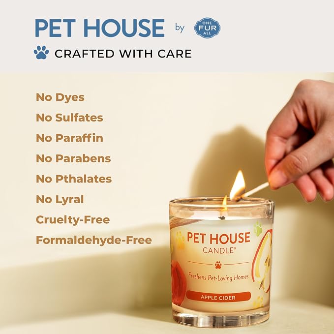 Pet House Candles, Clean Long-Burning, Scented Pet Friendly Candles, Plant-Based, 60 Hour Burn Time - Ocean Driftwood, 9 oz