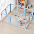 Acrylic Dog Playpen Indoor, Puppy Playpen, Acrylic Dog Pen, 10PCS | 23.6" H, Skin Pink, Purple & Sky Blue, Clear View, No-Gap Escape-Proof, Tool-Free Setup, For Puppies & Small Dogs