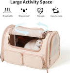 FUKUMARU Cat Carrier, Airline Approved Dog Carrier with Rollable Cover | Breathable Soft Cat Carrier, Multiple Doors & 4 Storage Pockets Cat Travel Bag, Durable Pet Carrier for Cat Under 15 lb, Pink