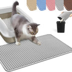 HCY&WLD Cat Litter Mat, Honeycomb Double Layer Litter Trapping Mat | Safe Materials, Soft on Paws, Waterproof Urine Proof Non-Slip, Protects Floors, Less Waste, Easy to Clean, Gray, 24" x 18"