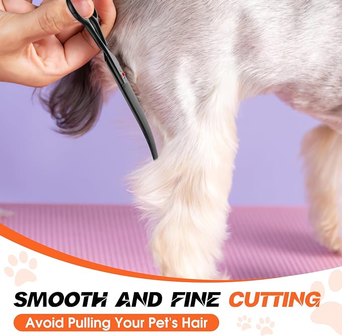 JASON Curved Dog Grooming Scissor - 7" Professional Down-curved Shears | Black, Ergonomic Handle, Japanese Stainless Steel, for Cats and Other Pets, Sharp, Gift