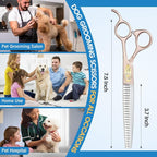 JASON Dog Grooming Chunker Scissors - 7.5" Professional Thinning Shears | 24 Fishbone Teeth Japanese 440C Stainless Steel Hair Scissor with Diamond Screw for Dogs, Cats and Other Pets