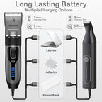 4 in 1 Dog Clippers Grooming Kit and Paw Trimmer for Thick Hair&Coats | 3-in-1 Clipper+Paw Trimmer+Nail Grinder, <60dB Quiet, Cordless,LED Display, 4 Guide Combs, Detachable Titanium-Ceramic Blade