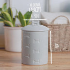 Ceramic Pet Treat Jar with Airtight Lid for Dogs, Cats, Puppies and More, Chic Kitchen Countertop Container for Cookies, Biscuits and Treats (Manor, Grey, 1.4 Qt)
