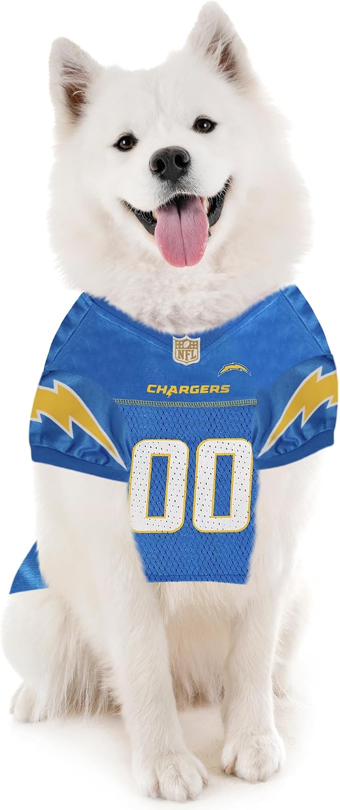 Pets First NFL Los Angeles Chargers Dog Jersey, Size Large, Football Shirt Costume for Pet, Dog Sports T-Shirt, NFL Team Clothing for Cats, Licensed Pet Apparel Available in 7 Sizes and 32 Teams