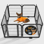 Small Dog Playpen Indoor 24 Inch 8 Panels Pet Pen with Door & Stakes Portable Exercise Puppy Playpens Metal Dogs Fence Outdoor for Yard RV Camping Training Trips Foldable Expandable