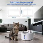 Cat Water Fountain Wireless: 118oz/3.5L Battery Operated Pet Water Fountain for Cats Indoor with Motion Sensor, Quiet Automatic Fountain with Stainless Steel Tray(8Filters)
