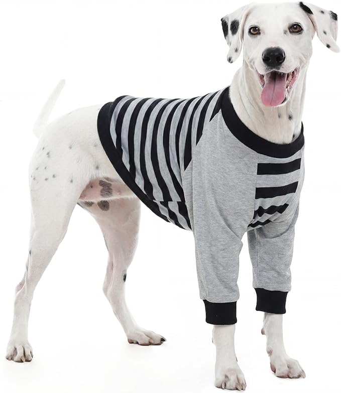 FUAMEY Dog Recovery Sleeve with Elbow Protector, Black Stripes L | Dogs Shirt Stop Licking Joints,Pet Long Sleeve Suit Protecting Dog's Front Leg Chest Arm Wounds Cover Skin Conditions