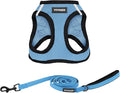 Best Pet Supplies Voyager Step-in Air All Weather Mesh Harness and Reflective Dog 5ft Leash Combo with Neoprene Handle, for Small, Medium and Large Breed Puppies - Baby Blue/Black Trim, X-Small