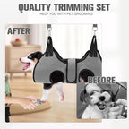 PAWCHIE Dog Grooming Hammock Harness for Dogs & Cats with Pet Nail Clipper Trimmer- Breathable Cat Hanger Sling for Trimming Clipping Nails-Dog Hammock Restraint Bag for Small Medium Large Dog,Grey XS