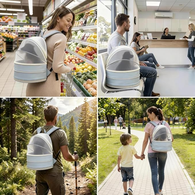 Interactive Expandable Pet Carrier Backpack for Cats & Small Dogs-Interactive Opening Pet Tent Backpack. Expandable for Extra Space.Breathable,Foldable Nest Bed for Travel, Walks,Vet & Home-Blue