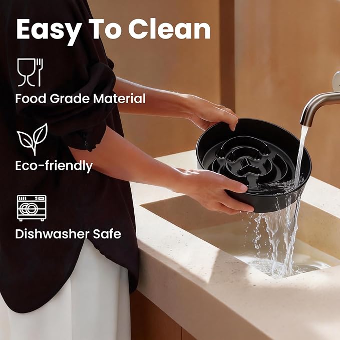 Ceramic Slow Feeder Dog Bowls 0.6 Cups for Small Fast Eaters,White | Reduces Bloating,6.02x1.38 Inch Dish For Daily Dog Meals, Maze Puzzle Slows Down Eating, Anti-Choking,9.0oz Water