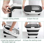 Dog Food Storage Container with Rolling Wheel and Airtight Lid, Black, 30LB | Foldable Food Storage Bins with Snap-Lid Seal to Keep Kibble, Pellets or Seeds Fresh for Dogs, Cats and Birds