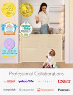 Momcozy Retractable Easy-to-Use Mesh Baby Gate | 33-Inch Tall, Extends to 55-Inch Wide, for Stairs, Doorways, Hallways, for Pet Dogs and Cats, Indoor/Outdoor Baby Gate
