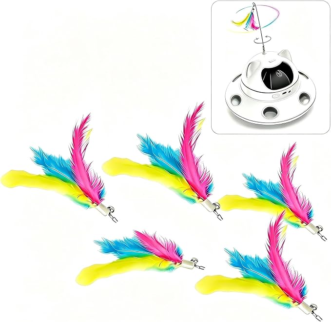3-in-1 Auto Laser Cat Toy, USB Recharge Motion Activated Kitten Feather Chase Toy - Antenna-Style Feather Replacement Parts