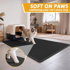 Pieviev Litter Box Mat, Double-Layer Waterproof Design, 47" x 36" Black | Honeycomb Litter Trapping Mat Captures Scattered Particles to Stop Tracking, Waterproof Base Protects Floors, Easy to Clean