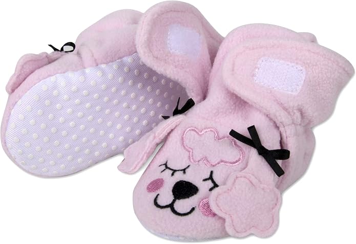Cozy Fleece Baby Booties- Sherpa Baby Crib Booties Soft Soled Winter Shoes Unisex Fleece Booties Baby Boy, Baby Girl 0-6 Months