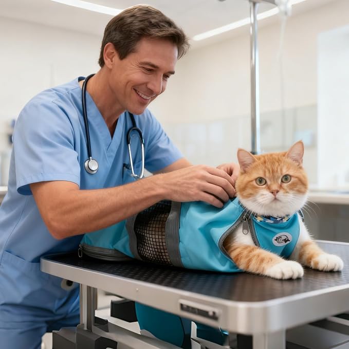 Cinf Cat Restraint Grooming Bag, Anti-Scratch Tool for Nail Trimming | Safe grooming restraint bag controls cat movement for bathing, nail trimming, injections and veterinary examinations