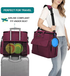 Modoker Weekend Dog Travel Bag with 2 Food Bags, 2 Bowls and Mat,Rose Red | Dog Travel Accessories Organizer for Camping and Road Trips with Roomy Storage, Multiple Pockets and Water-Resistant Oxford