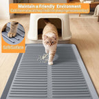 Cat Litter Box Mat-Rubber Cat Litter Mat Waterproof Silicone Pad Kitty Litter Catcher Trapping Mat Easy Clean (27'' x 20")