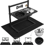 Elevated Dog Bowls with Slow Feeder and Spill Proof Mat, Adjustable Height 4.3-11.8'', Two 1.7L Stainless Steel Food & Water Bowls, Metal Raised Dog Bowl Stand, for Large Medium Breeds