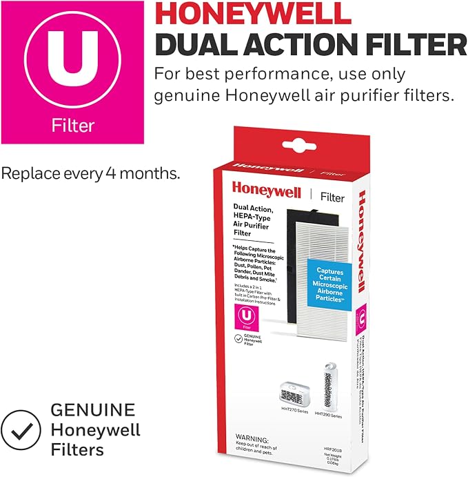 Honeywell Air Purifier for Home, 465 Ft² in 1 hour, White HHT270