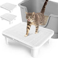 Cat Step Ramp Adjustable Litter Box Step with Filter Function, White | Elevated Double Layer Litter Box Ramp for Kitten & Old Cats, Easy Cleaning Litter Box Step Stool for Automatic Cat Litter Box