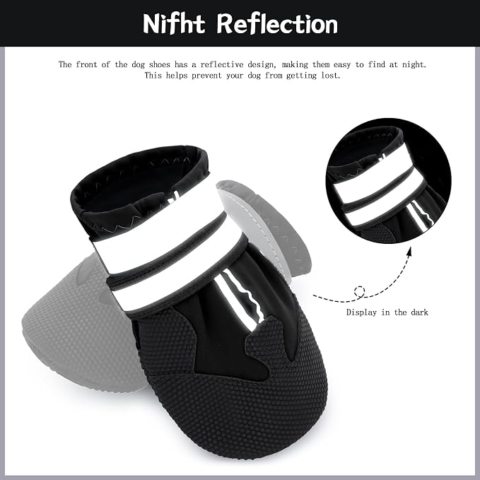 Winter Dog Boots - Non-Slip Dog Shoes for Snow/Summer Hot Pavement, Reflective Dog Booties & Paw Protectors for Medium/Large Dogs