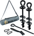 ROYAL-PAW Dog Tie Out Stake - for Large Dogs up to 210 lbs - Heavy Duty Dog Stake for Yard, Beach & Camping Outside - Best in Ground Anchor for a Dog Cable, Leash, Lead Tether (1, Black)
