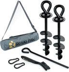 ROYAL-PAW Dog Tie Out Stake - for Large Dogs up to 210 lbs - Heavy Duty Dog Stake for Yard, Beach & Camping Outside - Best in Ground Anchor for a Dog Cable, Leash, Lead Tether (1, Black)