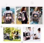 Large Cat Backpack Carrier Expandable Foldable Pet Carrier Backpack for Small Dogs Puppy Medium Cats Fit Up to 18 Lbs for Travel, Hiking,Pink