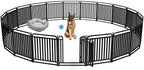 Puppy Playpen Dog Playpens Fence Outdoor Thickened Metal Tube, Low Threshold Dog Play Pen Indoors, 32" Height 20 Panels for Small/Medium/Large Dogs (Black)
