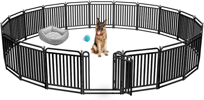Puppy Playpen Dog Playpens Fence Outdoor Thickened Metal Tube, Low Threshold Dog Play Pen Indoors, 32" Height 20 Panels for Small/Medium/Large Dogs (Black)