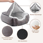 MIXJOY Dog Beds for Large Medium Small Dogs, Rectangle Cave Hooded Blanket Puppy Bed, Luxury Orthopedic Cat Beds for Indoor Cats, Warmth and Machine Washable (35 inches, Grey)
