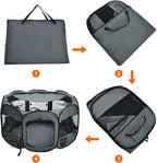 AmazonBasics Foldable Octagonal Indoor/Outdoor Portable Soft Pet Dog Playpen with Storage Pockets, Large (45 x 45 x 24 inches), Grey