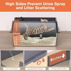 XXL Stainless Steel Litter Box with Lid, 28" Lx20 W Extra Large Cat Litter Boxes for Big Cats, Jumbo Metal Litter Box with Footboard & Scoop,Anti-Leakage,Non-Sticky,Odorless,Easy to Clean