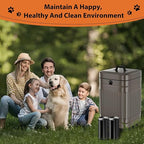 Dog Poop Trash Can Outside - 5L/1.3Gal Small Trash Can with Lid, Brown | Outdoor Dog Poop Trash Can with 40 Bags, Pedal, Removable Inner Bin, Metal Dog Waste Trash Can with Soft Close, Odor Control