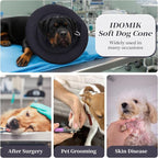 IDOMIK Dog Recovery Collar, Waterproof Soft Dog Cone After Surgery | Comfy Protective Elizabethan Collar Alternative for Dogs Cats, Adjustable Pet Neck Donut Cone Anti-Licking Wounds,Grey,3XL