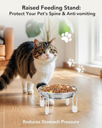 Elevated cat Bowl 4PC, 6.3" Wide Raised Cat Bowl | Stainless Steel Cat Food and Water Dishes, Small Dog Bowl, Whisker Friendly, Anti-Vomiting, Neck Stress-Free Bowl Stands