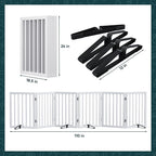 Semiocthome Wood Dog Gates for The House Extra Wide, 6-Panel Freestanding Pet Gates with 4PCS Metal Stands for Doorways and Stairs, 24" H Foldable Dog Fences Indoor, Expands Up to 110" (W)- White