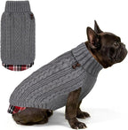 KYEESE Dog Sweater Turtleneck Thick Knit Pullover for Cold Weather | Stretchy Fit, Lightweight & Warm, Cozy Knit Comfort, Classic Plaid Design, Gentle on Sensitive Skin, Comfortable Daily Wear