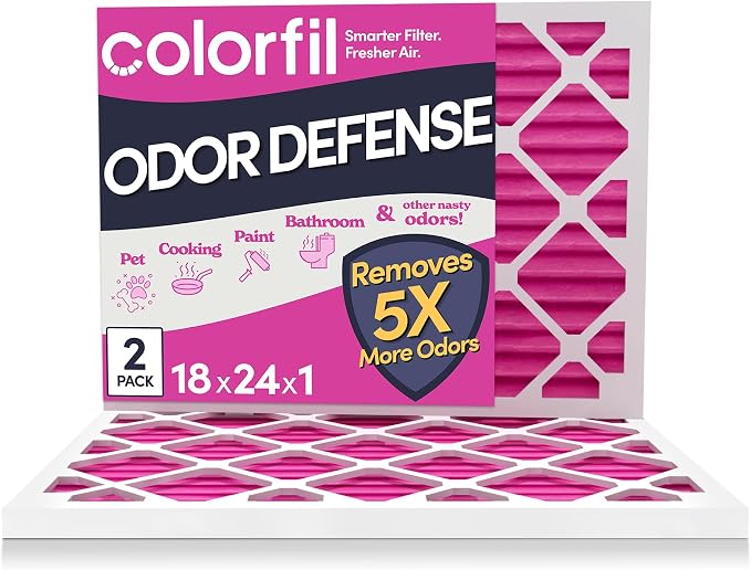 18x24x1 Air Filter (2-Pack) | Made in the USA | Color Changing | Remove Cat and Dog Odor | MERV 8 for Pet Hair Dander and Dust | 17.5"x23.5"x0.75" Exact Size