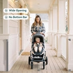 Babepai Retractable Baby Gates for Stairs, Retractable Dog Gate for Indoor/Outdoor Use | Child Gates for Doorways, Deck, Porch, Hallways, Patio (Grey, 55" Wide × 34" Height)